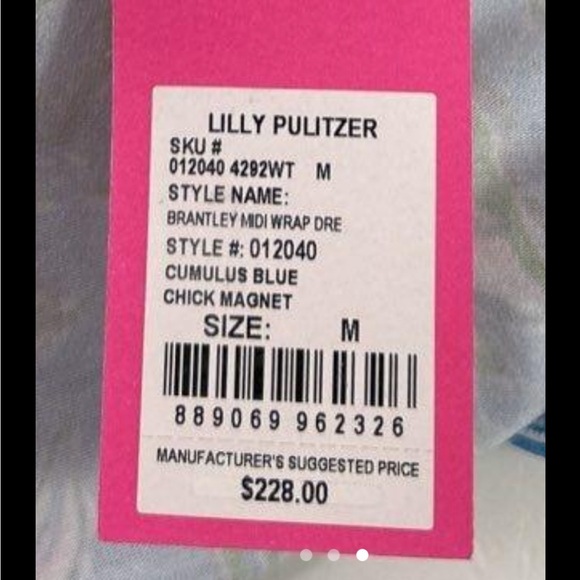 NWT! Lilly Pulitzer Brantley Midi Wrap Dress Cumulus Blue Chick Magnet Size M - Picture 12 of 12